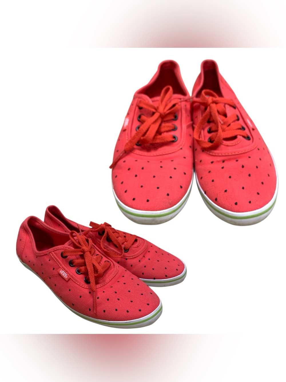 Vans Red Canvas Sneakers with Black Dot Print S9
